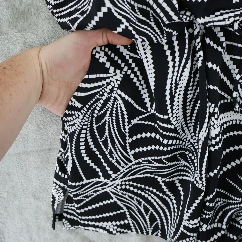 Swim Solutions Romper Swimsuit Womens 18W Black Palm Print Tropical $122 NWT - Picture 8 of 16